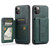 iPhone 11 Pro Max Fierre Shann Oil Wax Cow Leather Card Holder Back Phone Case - Green