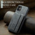 iPhone 11 Pro Max Fierre Shann Oil Wax Cow Leather Card Holder Back Phone Case - Grey