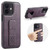 iPhone 12 / 12 Pro Fierre Shann Oil Wax Cow Leather Holder Back Phone Case - Purple