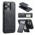iPhone 13 Pro Max Fierre Shann Cowhide Vertical Flip Magnetic Card Holder Phone Case - Black