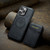 iPhone 13 Pro Max Fierre Shann Cowhide Vertical Flip Magnetic Card Holder Phone Case - Black