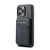 iPhone 13 Pro Max Fierre Shann Cowhide Vertical Flip Magnetic Card Holder Phone Case - Black