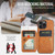 iPhone 13 Pro Max Fierre Shann Oil Wax Cow Leather Card Holder Back Phone Case - Brown iPhone 13 Pro Max Fierre Shann Oil Wax Cow Leather Card Holder Back Phone Case - Brown
