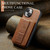 iPhone 14 Plus Fierre Shann Oil Wax Cow Leather Card Holder Back Phone Case - Brown