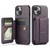 iPhone 14 Plus Fierre Shann Oil Wax Cow Leather Card Holder Back Phone Case - Purple