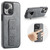 iPhone 14 Plus Fierre Shann Oil Wax Cow Leather Holder Back Phone Case - Grey