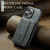 iPhone 14 Pro Fierre Shann Oil Wax Cow Leather Card Holder Back Phone Case - Grey
