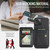 iPhone 15 Fierre Shann Oil Wax Cow Leather Card Holder Back Phone Case - Black