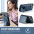 iPhone 15 Fierre Shann Oil Wax Cow Leather Card Holder Back Phone Case - Blue