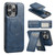 iPhone 15 Pro Fierre Shann Cowhide Vertical Flip Magnetic Card Holder Phone Case - Blue