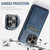 iPhone 15 Pro Fierre Shann Cowhide Vertical Flip Magnetic Card Holder Phone Case - Blue