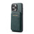 iPhone 15 Pro Fierre Shann Cowhide Vertical Flip Magnetic Card Holder Phone Case - Green