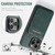 iPhone 15 Pro Fierre Shann Cowhide Vertical Flip Magnetic Card Holder Phone Case - Green