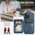 iPhone 15 Pro Fierre Shann Oil Wax Cow Leather Card Holder Back Phone Case - Blue iPhone 15 Pro Fierre Shann Oil Wax Cow Leather Card Holder Back Phone Case - Blue