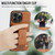 iPhone 15 Pro Max Fierre Shann Oil Wax Cow Leather Card Holder Back Phone Case - Brown