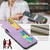 iPhone 16 Fierre Shann Crazy Horse Card Holder Back Cover PU Phone Case - Purple