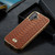 iPhone 16 Plus Fierre Shann Python Texture Electroplating PU Phone Case - Brown