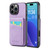 iPhone 16 Pro Fierre Shann Crazy Horse Card Holder Back Cover PU Phone Case - Purple