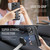 iPhone 16 Pro Fierre Shann Oil Wax Cow Leather Holder Back Phone Case - Black