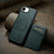 iPhone 16e Fierre Shann Cowhide Vertical Flip Magnetic Card Holder Phone Case - Green