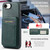iPhone 16e Fierre Shann Cowhide Vertical Flip Magnetic Card Holder Phone Case - Green