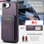 iPhone 16e Fierre Shann Cowhide Vertical Flip Magnetic Card Holder Phone Case - Purple