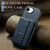 iPhone 16e Fierre Shann Oil Wax Cow Leather Card Holder Back Phone Case - Blue