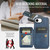 iPhone 16e Fierre Shann Oil Wax Cow Leather Card Holder Back Phone Case - Blue