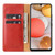 Samsung Galaxy A12 Fierre Shann PU Genuine Leather Texture Leather Phone Case - Red
