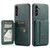 Samsung Galaxy A13 5G Fierre Shann Oil Wax Cow Leather Card Holder Back Phone Case - Green