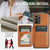 Samsung Galaxy A23 5G Fierre Shann Oil Wax Cow Leather Card Holder Back Phone Case - Brown