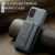 Samsung Galaxy A51 4G Fierre Shann Oil Wax Cow Leather Card Holder Back Phone Case - Grey