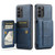 Samsung Galaxy A53 5G Fierre Shann Oil Wax Cow Leather Card Holder Back Phone Case - Blue