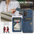 Samsung Galaxy A53 5G Fierre Shann Oil Wax Cow Leather Card Holder Back Phone Case - Blue