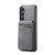 Samsung Galaxy S23 FE 5G Fierre Shann Cowhide Vertical Flip Magnetic Card Holder Phone Case - Grey
