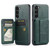 Samsung Galaxy S23+ 5G Fierre Shann Oil Wax Cow Leather Card Holder Back Phone Case - Green