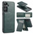 Samsung Galaxy S24+ 5G Fierre Shann Cowhide Vertical Flip Magnetic Card Holder Phone Case - Green