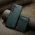 Samsung Galaxy S24+ 5G Fierre Shann Cowhide Vertical Flip Magnetic Card Holder Phone Case - Green