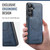 Samsung Galaxy S25+ 5G Fierre Shann FS-027 Cowhide Texture MagSafe Magnetic Phone Case - Blue