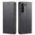 Samsung Galaxy S25+ 5G Fierre Shann PU Genuine Leather Texture Phone Case - Black