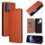 Motorola Edge 2021 Carbon Fiber Texture Horizontal Flip TPU + PC + PU Leather Case with Card Slot - Brown
