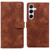 Samsung Galaxy A36 / A56 5G Lace Floral Embossed Magnetic Buckle PU Phone Case With Wrist Strap - Brown