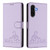 Samsung Galaxy A36 5G Cat Rat Embossed Pattern RFID Leather Phone Case with Lanyard - Purple