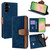 Samsung Galaxy A36 5G Color Stitching Skin Feel Leather RFID Blocking Phone Case - Blue