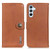 Samsung Galaxy A36 5G KHAZNEH Cowhide Texture Horizontal Flip Leather Phone Case - Brown