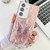 Samsung Galaxy A36 5G Plating Glitter Lens Film Texture Butterfly Holder Wristband Phone Case - Pink Wrinkles