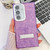 Samsung Galaxy A36 5G Plating Glitter Texture Fold Holder TPU Phone Case with Lens Film - Purple Shell Pattern