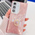 Samsung Galaxy A36 5G Plating Glitter Texture Ring Holder TPU Phone Case with Lens Film - Pink Feather Yarn