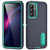 Samsung Galaxy A36 5G Rugged PC Hybrid Silicone Phone Case with Holder - Dark Blue+Light Green Samsung Galaxy A36 5G Rugged PC Hybrid Silicone Phone Case with Holder - Dark Blue+Light Green