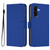 Samsung Galaxy A36 5G Skin Feel Solid Color Leather Phone Case with Lanyard - Dark Blue